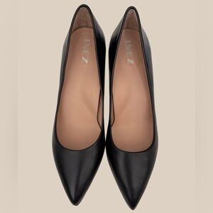 INEZ Women’s Lola Leather Pointed Toe Mid Heel Pump Black Napa NWOT SZ 7.5
